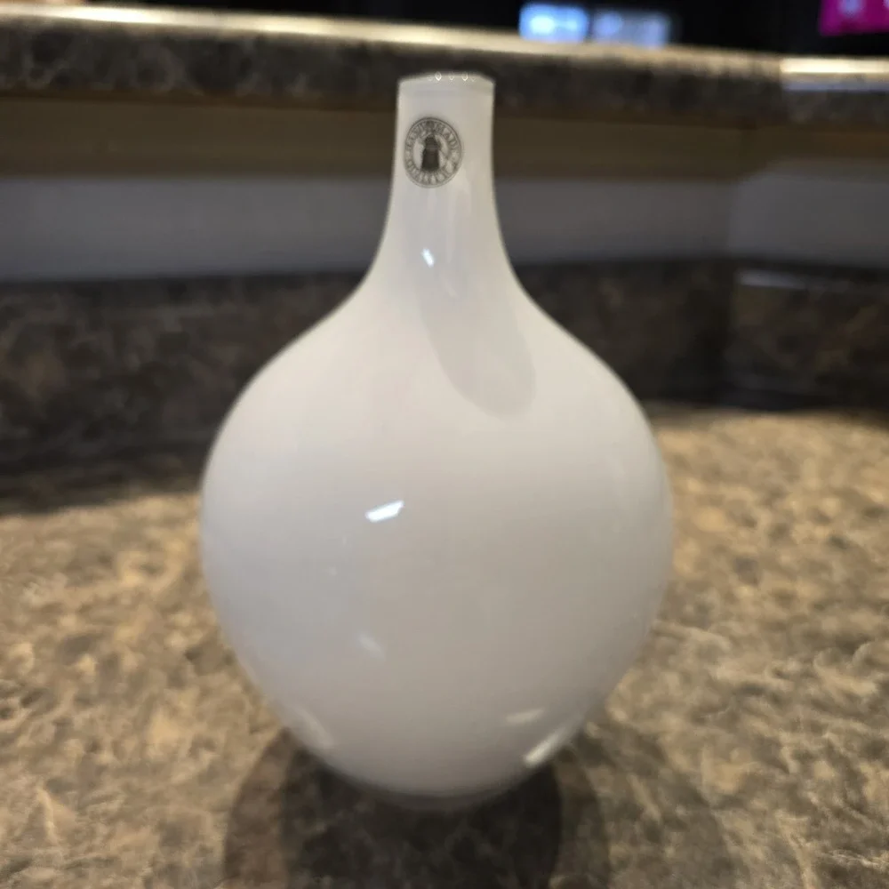 IKEA White Milk Glass‎ Bulbous/ Stem Neck Vase-8.25